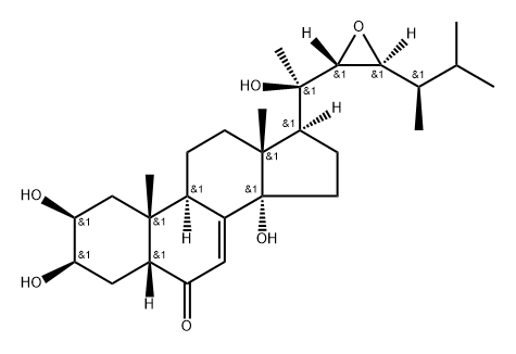 Ergost-7-en-6-one, 22,23-epoxy-2,3,14,20-tetrahydroxy-, (2β,3β,5β,22R,23S)- Struktur