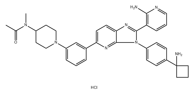 Acetamide, N-[1-[3-[3-[4-(1-aminocyclobutyl)phenyl]-2-(2-amino-3-pyridinyl)-3H-imidazo[4,5-b]pyridin-5-yl]phenyl]-4-piperidinyl]-N-methyl-, hydrochloride (1:3) Struktur