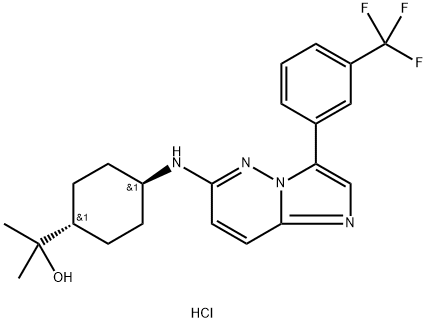 Cyclohexanemethanol, α,α-dimethyl-4-[[3-[3-(trifluoromethyl)phenyl]imidazo[1,2-b]pyridazin-6-yl]amino]-, hydrochloride (1:1), trans- Struktur