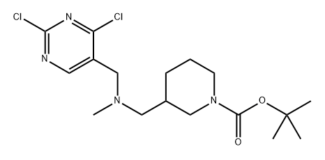 3-{[(2,4-Dichloro-pyrimidin-5-ylmethyl)-methyl-amino]-methyl}-piperidine-1-carboxylic acid tert-butyl ester Struktur