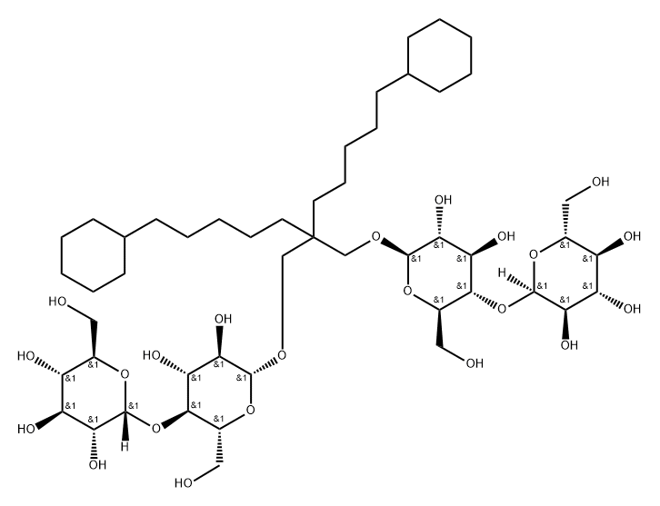 β-D-Glucopyranoside, 2,2-bis(5-cyclohexylpentyl)-1,3-propanediyl bis[4-O-α-D-glucopyranosyl- Struktur