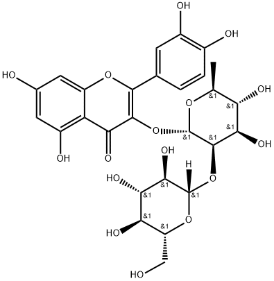 quercetin 3-O-beta-D-glucopyranosyl-(1->2)-rhamnopyranoside Struktur