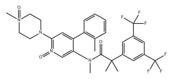 Benzeneacetamide, N,α,α-trimethyl-N-[6-(4-methyl-4-oxido-1-piperazinyl)-4-(2-methylphenyl)-1-oxido-3-pyridinyl]-3,5-bis(trifluoromethyl)- Struktur