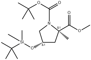 1-(tert-butyl) 2-methyl (2R,4S)-4-((tert-butyldimethylsilyl)oxy)-2-methylpyrrolidine-1,2-dicarboxylate Struktur