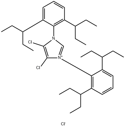 4,5-Dichloro-1,3-bis(2,6-di(pentan-3-yl)phenyl)-1H-imidazol-3-ium chloride Struktur