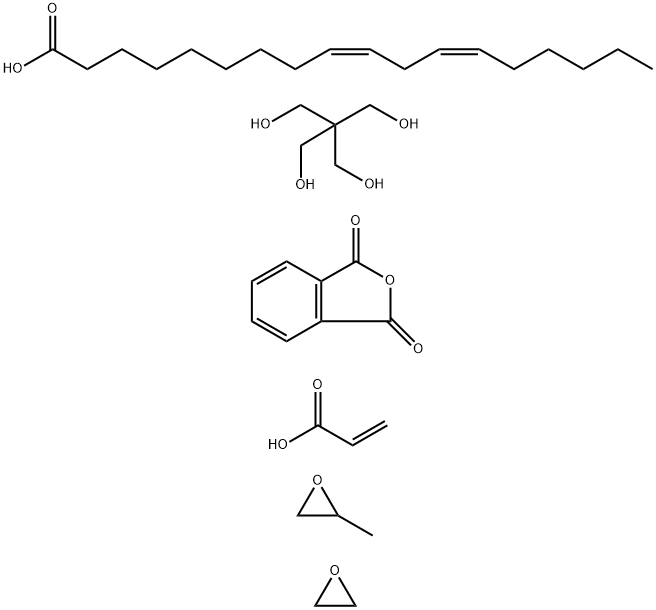 9,12-Octadecadienoic acid (9Z,12Z)-, dimer, polymer with 2,2-bis(hydroxymethyl)-1,3-propanediol, 1,3-isobenzofurandione, methyloxirane, oxirane and 2-propenoic acid Struktur