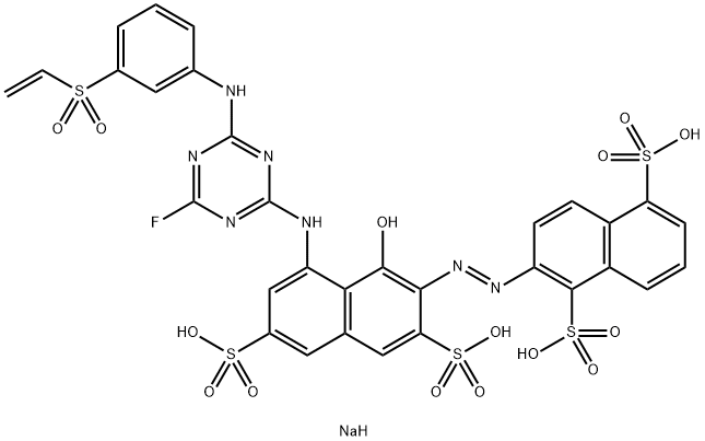 3-(1,5-Disubstituted-naphthalene-2-ylazo)-5-[(3-substituted-phenylamino)-fluoro- [heteromonocyclyl]-4-hydroxy-naphthalene-2,7-disulfonic acid sodium salt Struktur