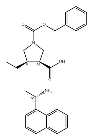 1,3-Pyrrolidinedicarboxylic acid, 4-ethyl-, 1-(phenylmethyl) ester, (3S,4R)-, compd. with (αS)-α-methyl-1-naphthalenemethanamine (1:1) Struktur