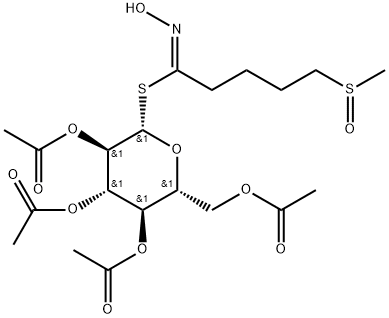 β-D-Glucopyranose, 1-thio-, 2,3,4,6-tetraacetate 1-[(1Z)-N-hydroxy-5-(methylsulfinyl)pentanimidate] Struktur