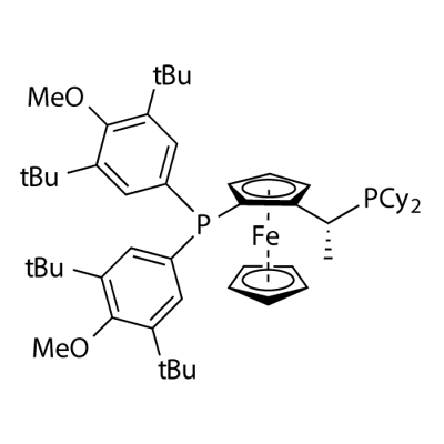 (R)-1-[Bis[3,5-bis(1,1-dimethylethyl)-4-methoxyphenyl] phosphino]-2-[(1R)-1-(dicyclohexylphosphino)ethyl]Ferrocene Struktur