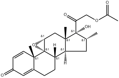 Pregna-1,4-diene-3,20-dione, 21-(acetyloxy)-9,11-epoxy-17-hydroxy-16-methyl-, (11α,16α)- Struktur