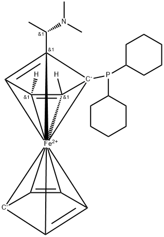 (R)-1-(Dicyclohexylphosphino)-2-[(S)-1-(dimethylamino)ethyl]ferrocene Struktur