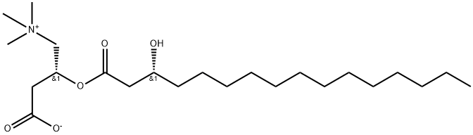 1-Propanaminium, 3-carboxy-2-[[(3R)-3-hydroxy-1-oxohexadecyl]oxy]-N,N,N-trimethyl-, inner salt, (2R)- Struktur