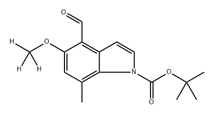 1H-Indole-1-carboxylic acid, 4-formyl-5-(methoxy-d3)-7-methyl-, 1,1-dimethylethyl ester Struktur