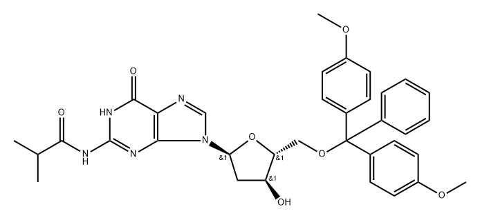 2'-Deoxy-5'-O-DMT-N2-isobutyryl-a-guanosine Struktur