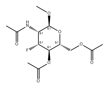 methyl 2-acetamido-4,6-di-O-acetyl-2,3-dideoxy-3-fluoromannopyranoside Struktur