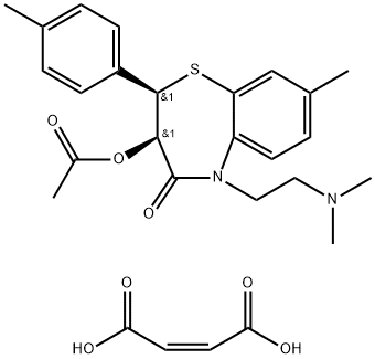 1,5-Benzothiazepin-4(5H)-one, 3-(acetyloxy)-5-[2-(dimethylamino)ethyl]-2,3-dihydro-8-methyl-2-(4-methylphenyl)-, (2R,3R)-, (2Z)-2-butenedioate (1:1) (9CI) Struktur