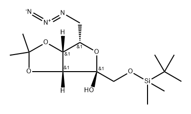 .alpha.-L-Tagatofuranose, 6-azido-6-deoxy-1-O-(1,1-dimethylethyl)dimethylsilyl-3,4-O-(1-methylethylidene)- Struktur