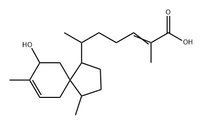 2-Heptenoic acid, 6-(9-hydroxy-4,8-dimethylspiro[4.5]dec-7-en-1-yl)-2-methyl-, [1R-[1α(2E,6R*),4β,5β(S*)]]- (9CI) Struktur