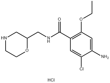 Benzamide, 4-amino-5-chloro-2-ethoxy-N-(2-morpholinylmethyl)-, hydrochloride (1:1) Struktur