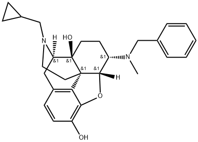 Morphinan-3,14-diol, 17-(cyclopropylmethyl)-4,5-epoxy-6-[methyl(phenylmethyl)amino]-, (5α,6α)- (9CI) Struktur