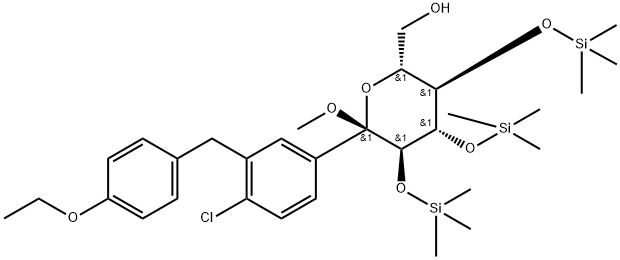 α-D-Glucopyranoside,methyl1-C-[4-chloro-3-[(4-ethoxyphenyl)methyl]phenyl]-2,3,4-tris-O-(trimethylsilyl)- Struktur