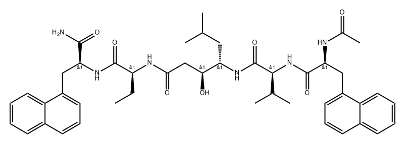 L-Alaninamide, N-acetyl-3-(1-naphthalenyl)-L-alanyl-L-valyl-(3S,4S)-4-amino-3-hydroxy-6-methylheptanoyl-(2S)-2-aminobutanoyl-3-(1-naphthalenyl)- Struktur