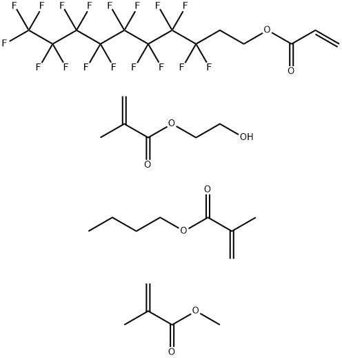 2-Methyl-2-propenoic acid butyl ester polymer with 3,3,4,4,5,5,6,6,7,7,8,8,9,9,10,10,10- heptadecafluorodecyl 2-propenoate, 2-hydroxyethyl 2-methyl-2-propenoate  and methyl 2-methyl-2-propenoate, block Struktur