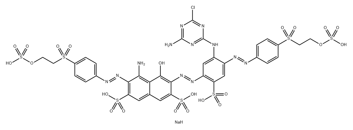 2,7-Naphthalenedisulfonic acid, 4-amino-6-5-(4-amino-6-chloro-1,3,5-triazin-2-yl)amino-2-sulfo-4-4-2-(sulfooxy)ethylsulfonylphenylazophenylazo-5-hydroxy-3-4-2-(sulfooxy)ethylsulfonylphenylazo-, sodium salt Struktur