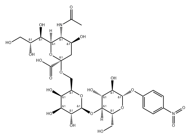 4-Nitrophenyl O-(N-acetyl-a-neuraminosyl)-(2-3)-b-D-galactopyranosyl-(1-4)-b-D-glucopyranoside Struktur