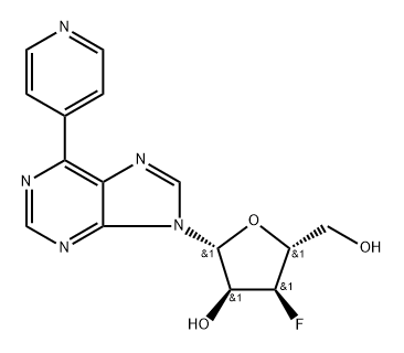 9-(3-Deoxy-3-fluoro-β-D-ribofuranosyl)-6-(pyridine-4-yl)purine Struktur