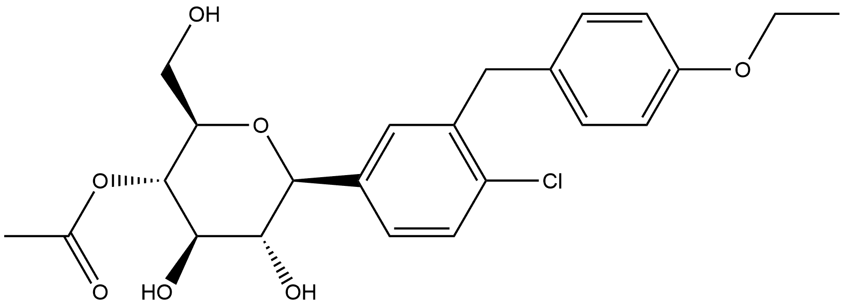 D-Glucitol, 1,5-anhydro-1-C-[4-chloro-3-[(4-ethoxyphenyl)methyl]phenyl]-, 4-acetate, (1S)- Struktur