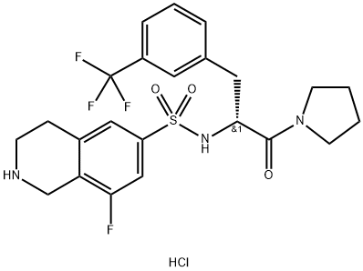 (R)-1-ピロリジノ-2-[(8-フルオロ-1,2,3,4-テトラヒドロイソキノリン-6-イル)スルホンアミド]-3-[3-(トリフルオロメチル)フェニル]プロパン-1-オン 化學構造式