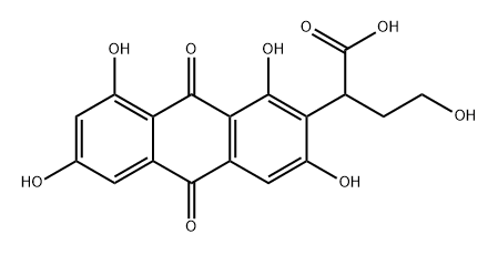 2-Anthraceneacetic acid, 9,10-dihydro-1,3,6,8-tetrahydroxy-α-(2-hydroxyethyl)-9,10-dioxo- Struktur