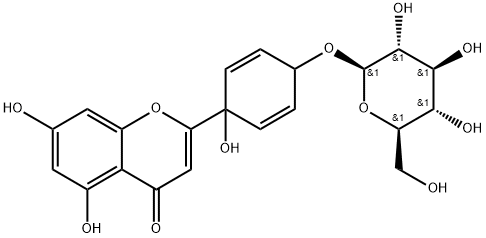 4H-1-Benzopyran-4-one, 2-[4-(β-D-glucopyranosyloxy)-1-hydroxy-2,5-cyclohexadien-1-yl]-5,7-dihydroxy- Struktur