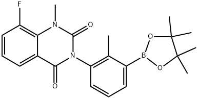 2,4(1H,3H)-Quinazolinedione, 8-fluoro-1-methyl-3-[2-methyl-3-(4,4,5,5-tetramethyl-1,3,2-dioxaborolan-2-yl)phenyl]-, (3S)- Struktur