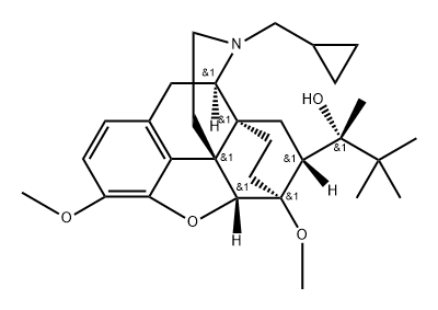 6,14-Ethenomorphinan-7-methanol,17-(cyclopropylmethyl)-a-(1,1-dimethylethyl)-4,5-epoxy-18,19-dihydro-3,6-dimethoxy-a-methyl-, (aS,5a,7a)- Struktur