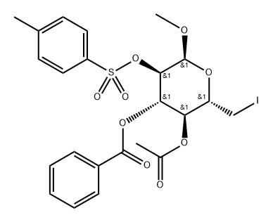 .alpha.-D-Glucopyranoside, methyl 6-deoxy-6-iodo-, 4-acetate 3-benzoate 2-(4-methylbenzenesulfonate) Struktur