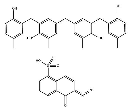 6-Diazo-5,6-dihydro-5-oxo-1-naphthalenesulfonic acid ester with 3,3'-bis(2-hydroxy-5-methylbenzyl)-4,4'-dihydroxy-5,5'- dimethyldiphenylmethane Struktur