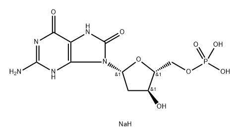 5'-Guanylic acid, 2'-deoxy-7,8-dihydro-8-oxo-, sodium salt (1:2) Struktur