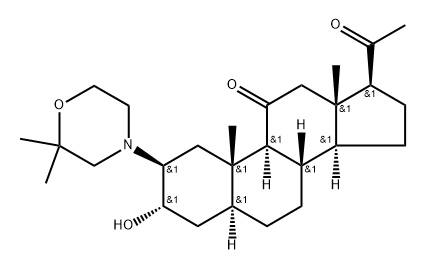 Pregnane-11,20-dione, 2-(2,2-dimethyl-4-morpholinyl)-3-hydroxy-, (2β,3α,5α)- Struktur