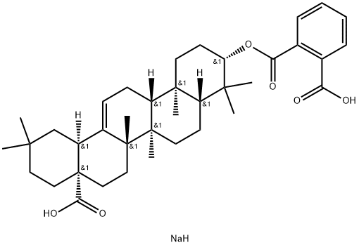 Olean-12-en-28-oic acid, 3-[(2-carboxybenzoyl)oxy]-, sodium salt (1:2), (3β)- Struktur