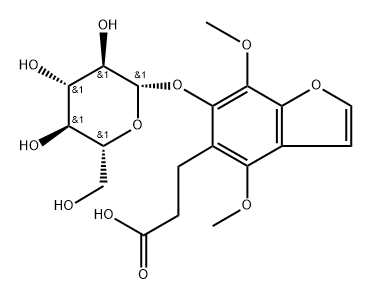 5-Benzofuranpropanoic acid, 6-(β-D-glucopyranosyloxy)-4,7-dimethoxy- Struktur