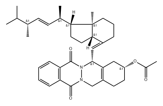 Acetic acid14-[7a-methyl-1-(1,4,5-trimethyl-hex-2-enyl)-octahydro-inden-4-ylidenemethyl]-7,12-dioxo-1,2,3,4,5,7,12,14-octahydro-phthalazino[2,3-b]phthalazin-2-yl ester Struktur