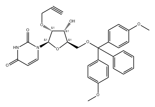 Uridine, 5'-O-[bis(4-methoxyphenyl)phenylmethyl]-2'-O-2-propyn-1-yl- Struktur