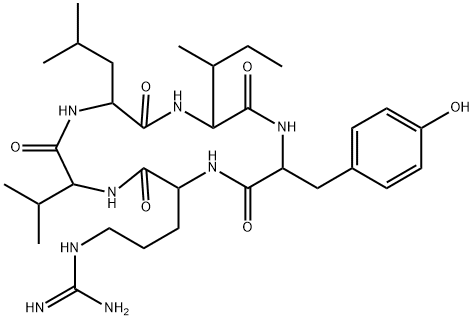 Cyclo(D-alloisoleucyl-L-tyrosyl-D-arginyl-D-valyl-L-leucyl) (9CI) Struktur