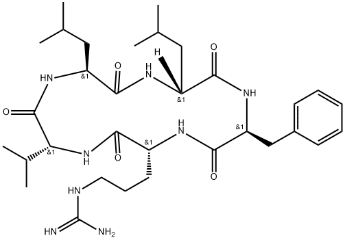 Cyclo(D-arginyl-D-valyl-L-leucyl-D-leucyl-L-phenylalanyl) Struktur