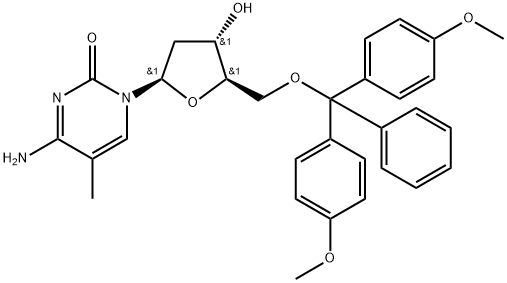 Cytidine, 5'-O-[bis(4-methoxyphenyl)phenylmethyl]-2'-deoxy-5-methyl- Struktur