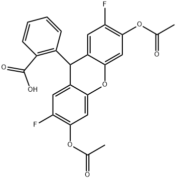 2-(3,6-Diacetoxy-2,7-difluoro-9H-xanthen-9-yl)benzoicacid Struktur