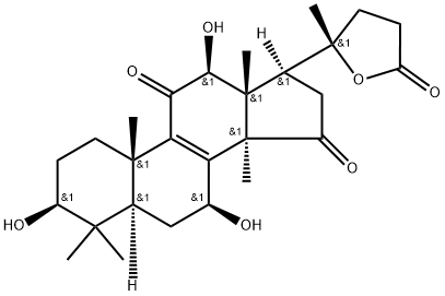 3β,7β,12β-trihydroxy-11,15-dioxo-lanosta-8-en-24→20 lactone Struktur